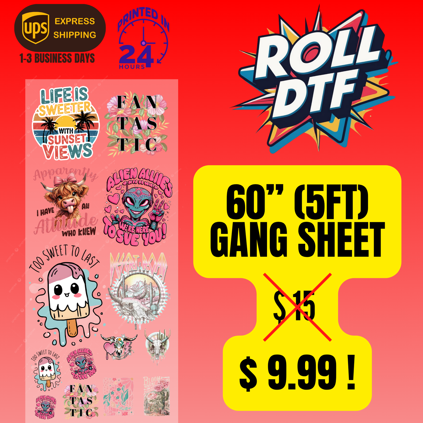 Upload DTF Transfer Gang Sheets