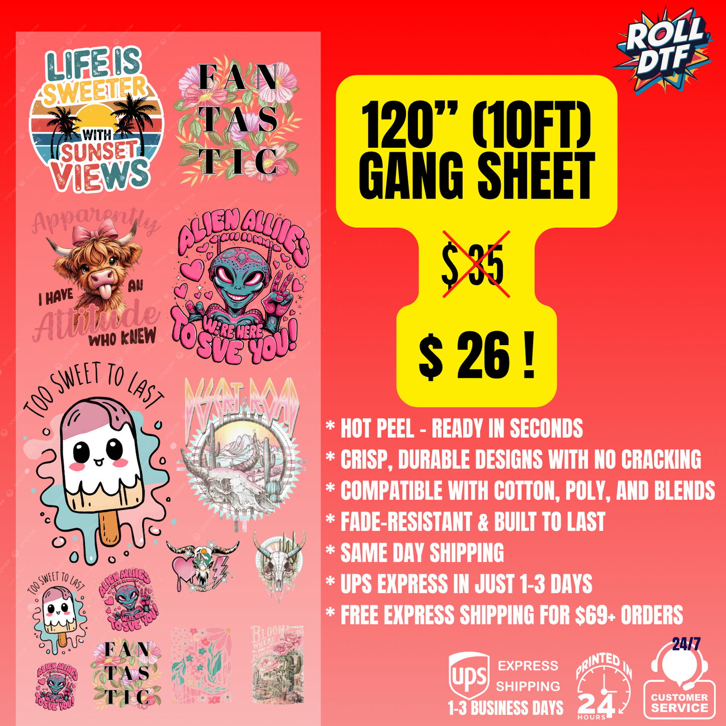 Build DTF Transfers Gang Sheet