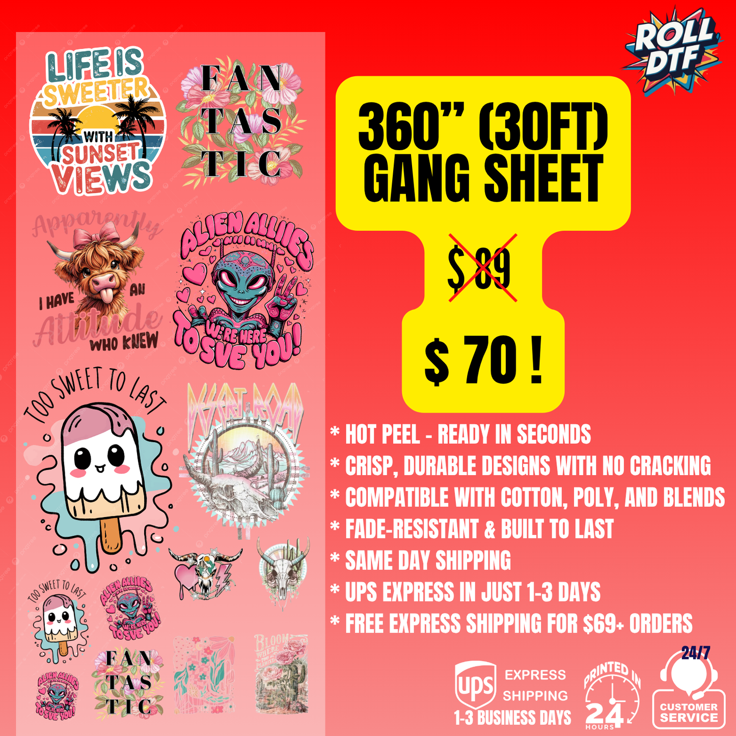 Build DTF Transfers Gang Sheet