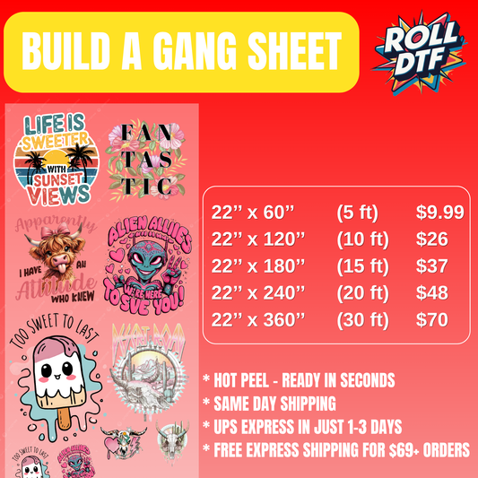 Build DTF Transfers Gang Sheet