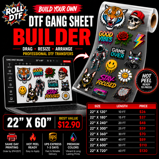 Custom DTF Transfers Gang Sheet Builder