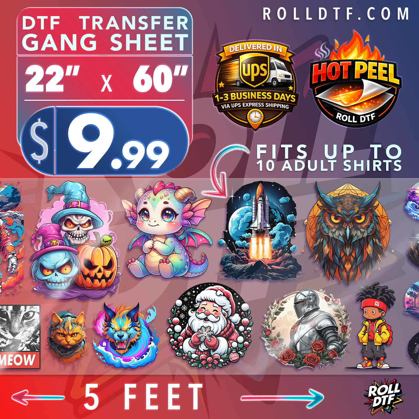 Upload DTF Transfer Gang Sheets