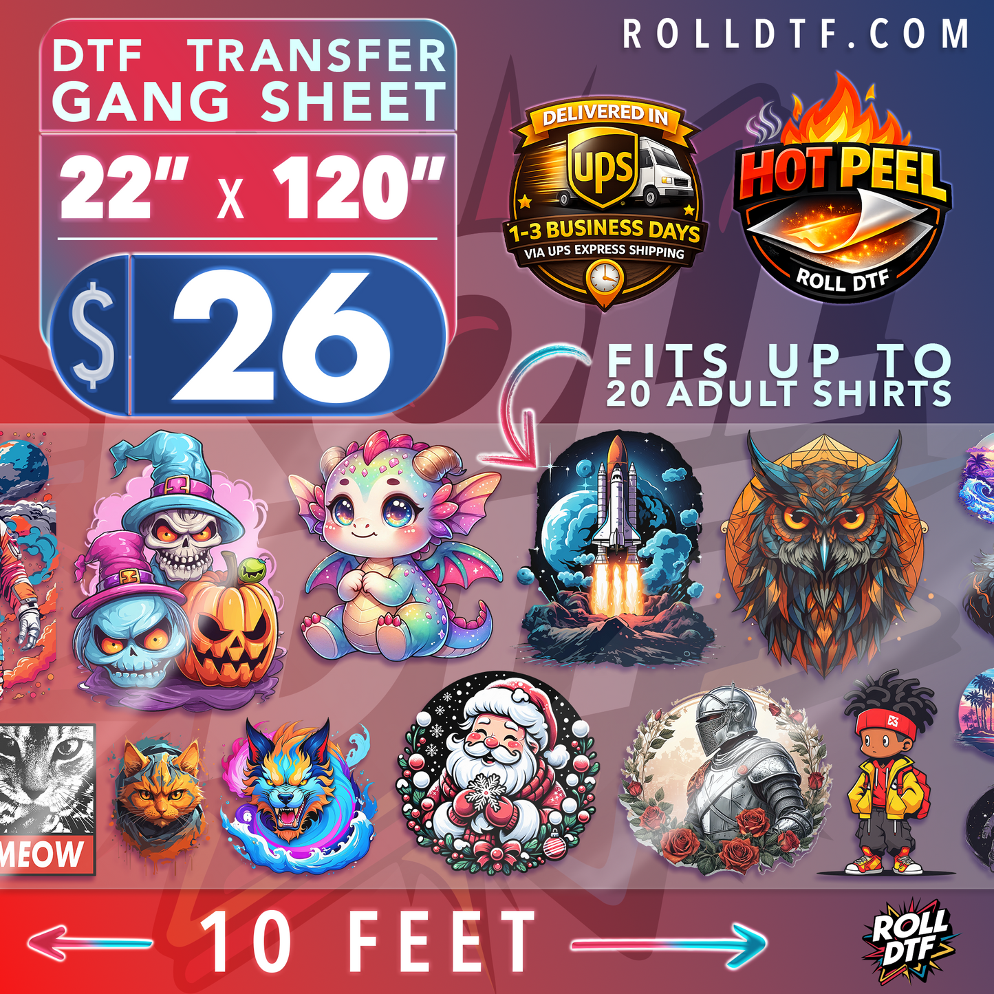Upload DTF Transfer Gang Sheets