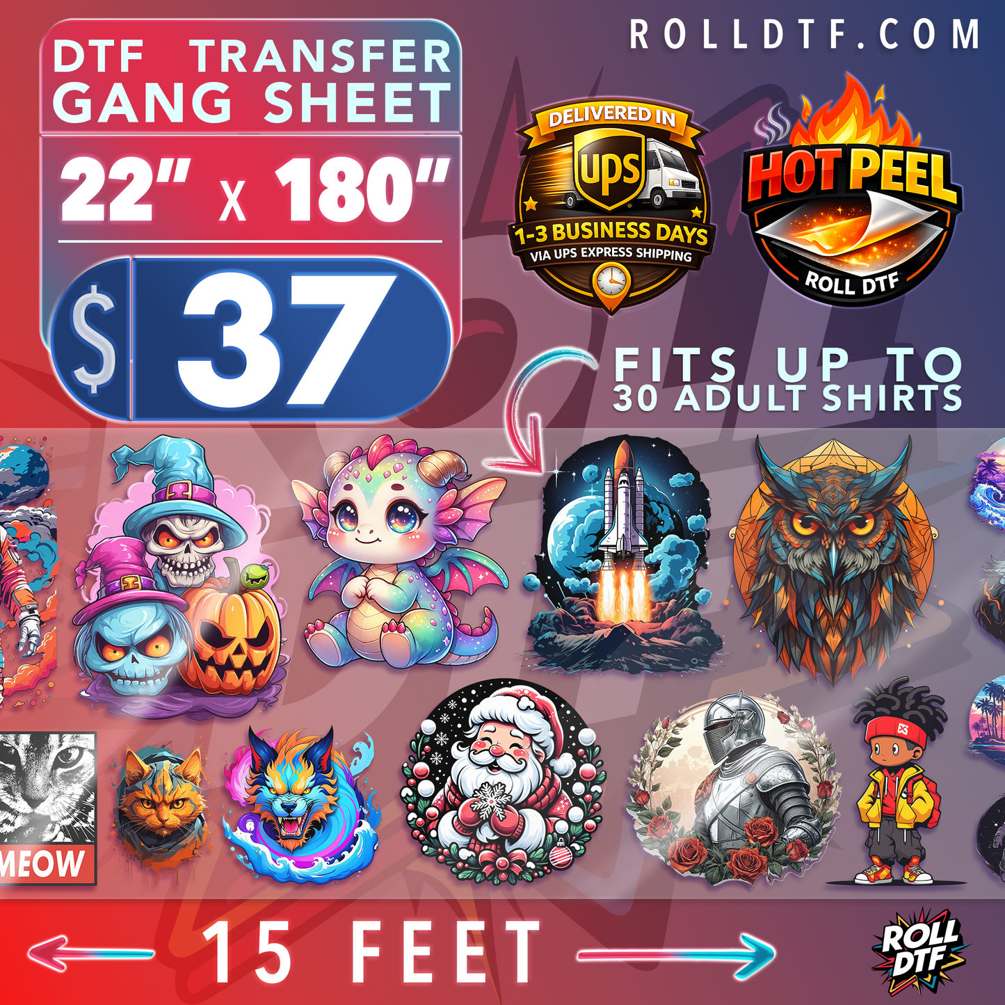 Upload DTF Transfer Gang Sheets