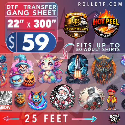 Upload DTF Transfer Gang Sheets
