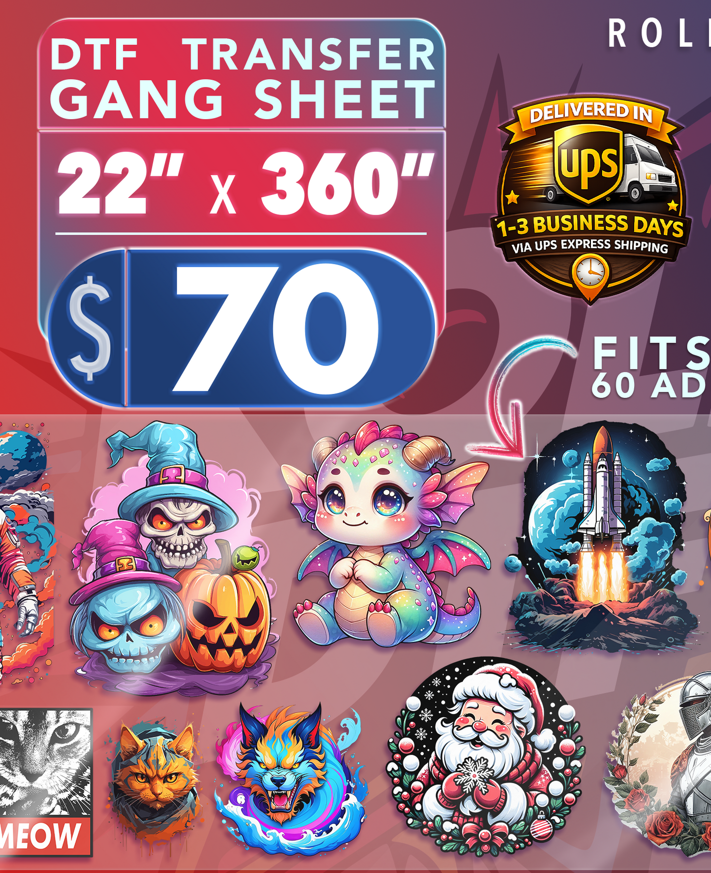 Upload DTF Transfer Gang Sheets