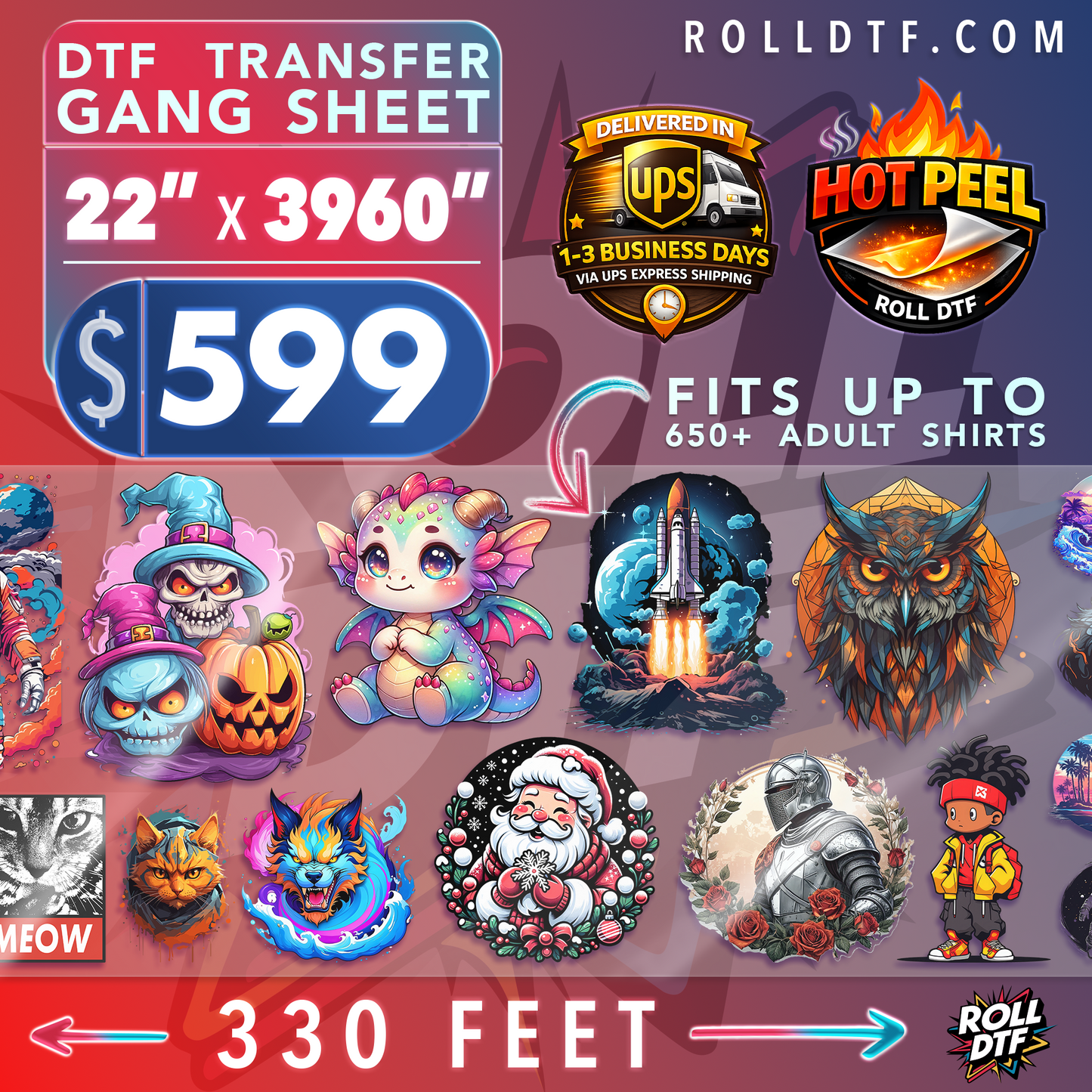 Upload DTF Transfer Gang Sheets