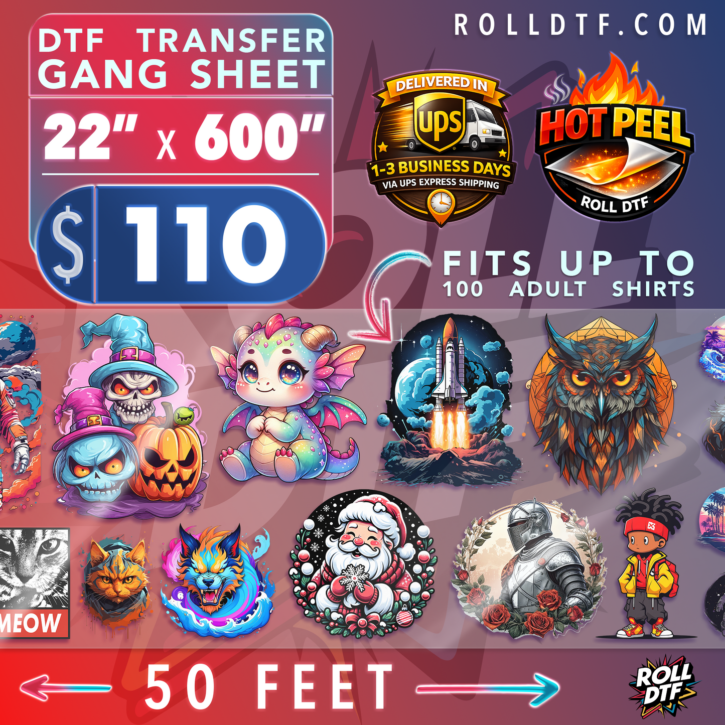 Upload DTF Transfer Gang Sheets