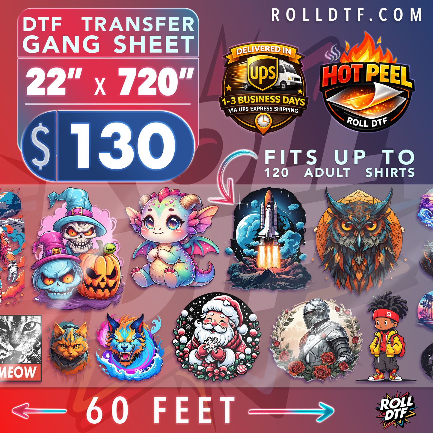 Upload DTF Transfer Gang Sheets