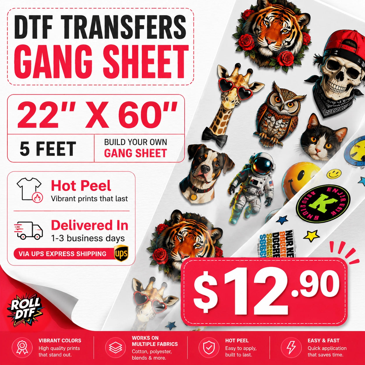 Upload DTF Transfer Gang Sheets