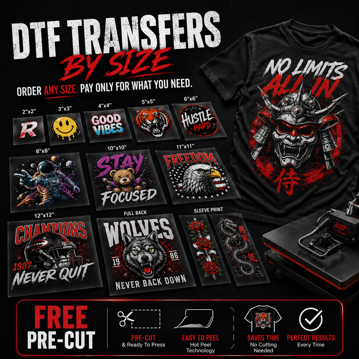 DTF Transfers by Size