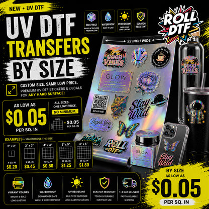 UV DTF Transfers by Size