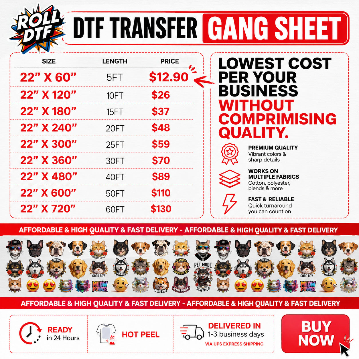 Upload DTF Transfer Gang Sheets