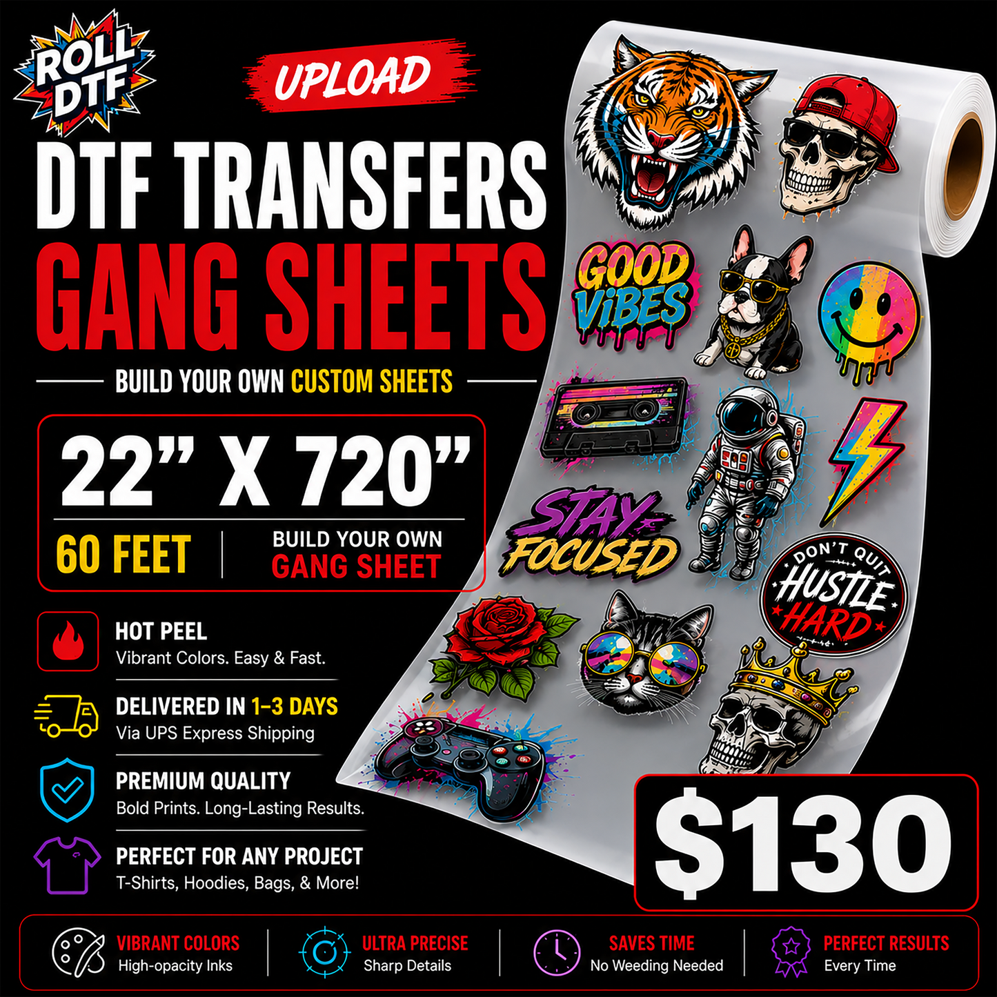 Upload DTF Transfer Gang Sheets